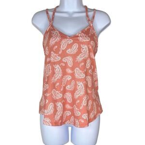 Papermoon Paisley Print Tank Top Orange Strappy Back Medium Petite‎ NWT Boho